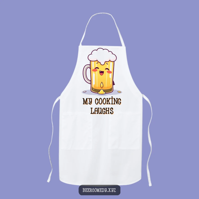 Funny Giggling Beer Pint Apron: Kitchen Joy with Spilling Drops, Perfect Gift!
