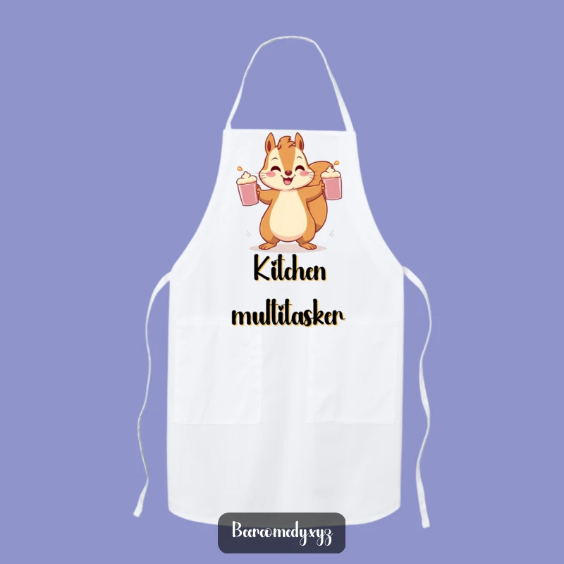 Funny Squirrel Juggling Apron: Kitchen Fun with Speedy Rodent, Practical Funny Gift