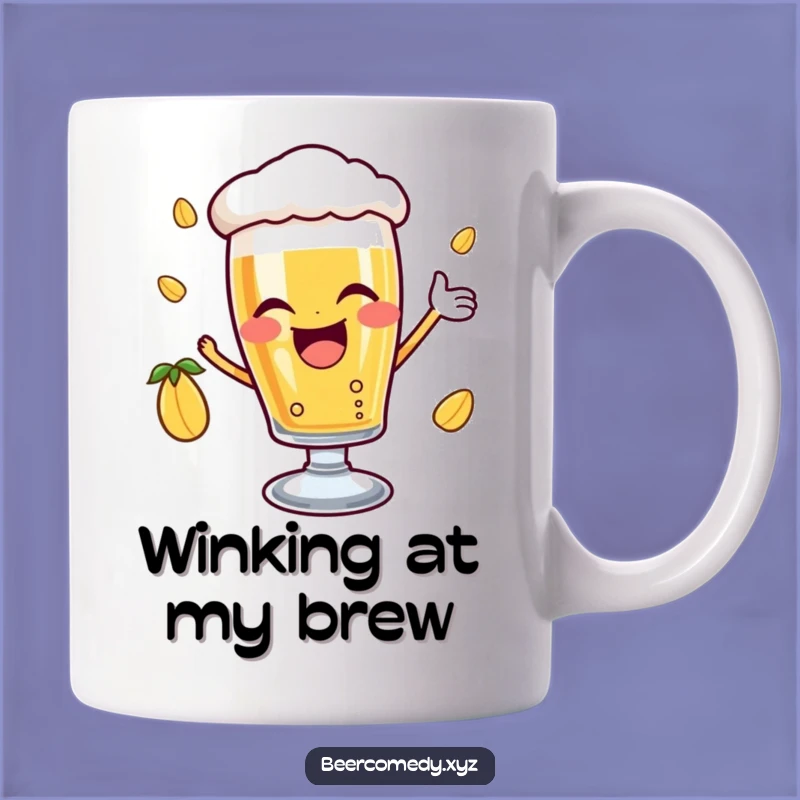 Funny Beer Glass Wink Mug: Joyful Hop Catching Brew, Perfect Gift!
