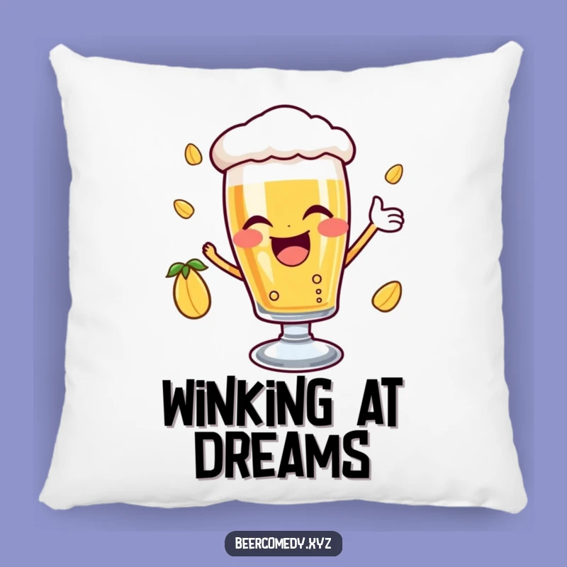 Funny Beer Glass Wink Pillow: Cozy Joyful Hop Catching, Perfect Gift!