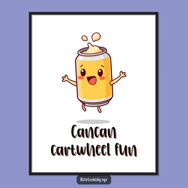 Funny Beer Can Cartwheel Digital Art: Popping Lid Print, Perfect Gift!