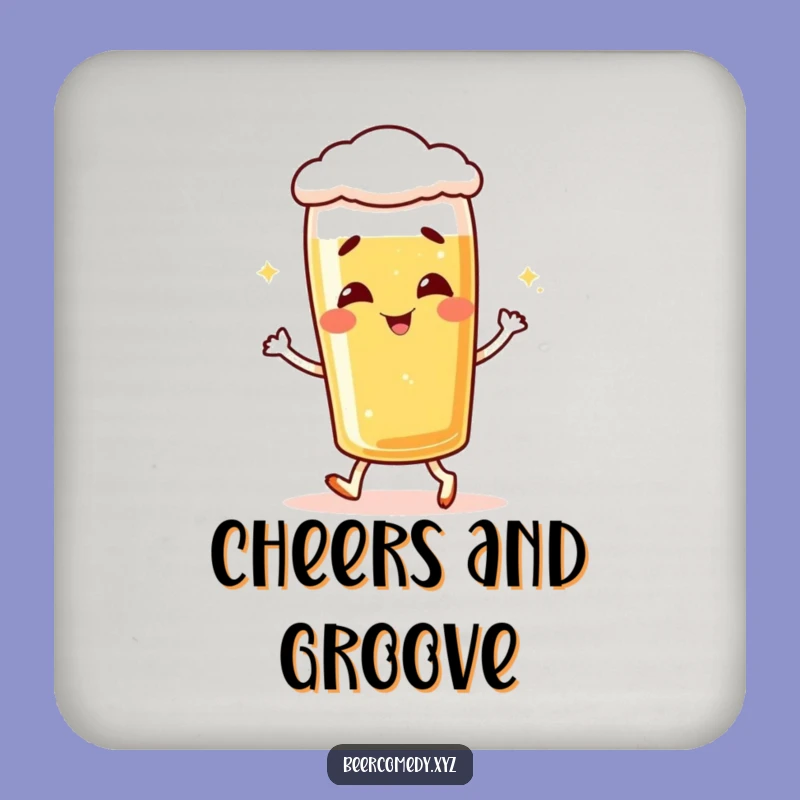 Funny Giggling Lager Glass Coaster - Protect Surfaces with Beer-Themed Fun