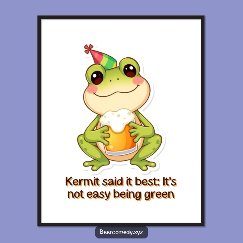 Funny Free Printable Wall Art: Hoppy Frog With Mug, Humorous Downloadable Art for Your Home