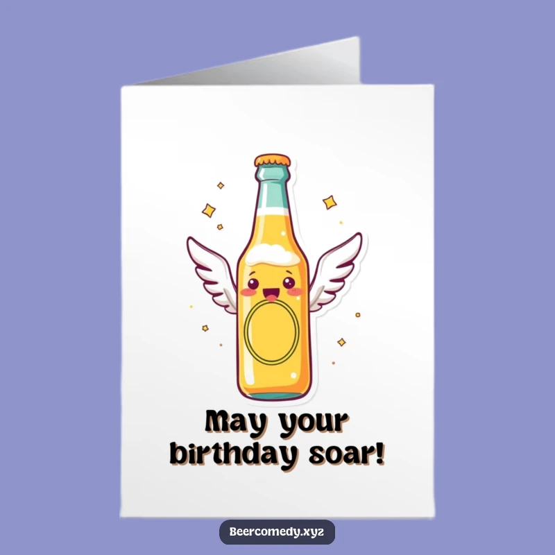 Free Printable Birthday Card: Flying Beer Bottle for a Whimsical Downloadable Gift!