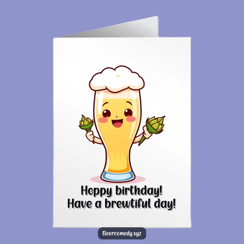 Free Printable Birthday Card: Funny Ale Glass Hoppy Birthday Downloadable Gift