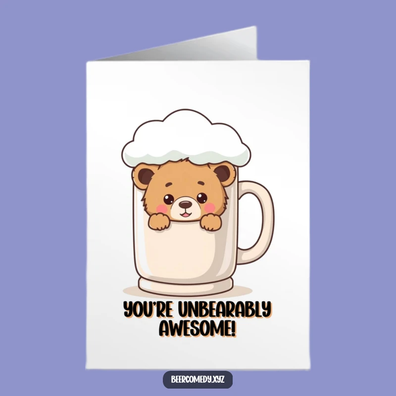 Free Printable Congrats Card: Peek-a-Boo Bear Cub, Funny Mug Surprise Congratulations Downloadable Gift