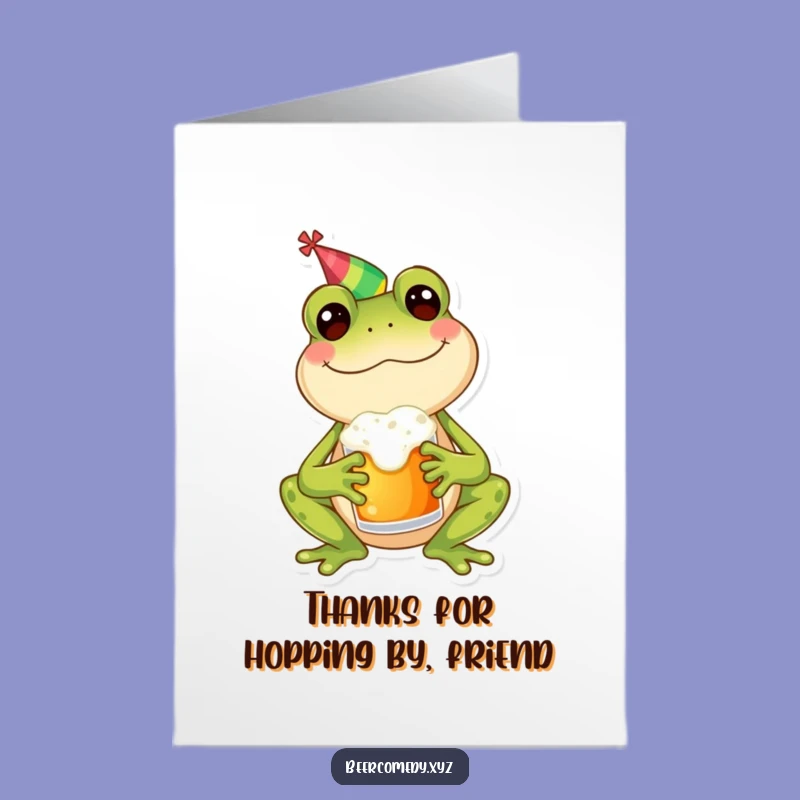 Free Printable Thank You Card: Funny Frog With Mug, A Hoppy Appreciation Downloadable Gift