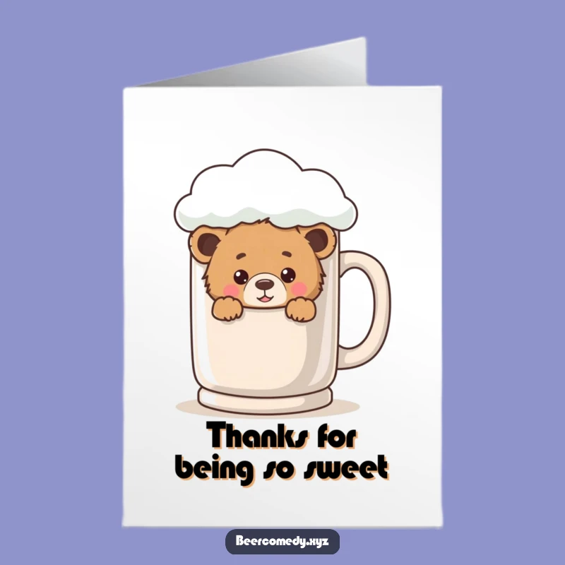 Free Printable Thank You Card: Peek-a-Boo Bear Cub, Funny Mug Surprise Thank You Downloadable Gift